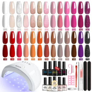 Nail Gel Polish Kit with UV Light 26 Colors Professional Manicure Set with Base Top Coat and Full Tools