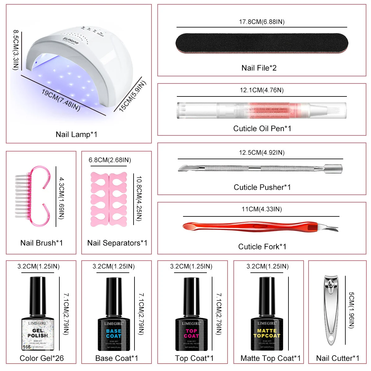 limegirl nail gel polish kit uv light 26 colors spu1000169285535 desc 5