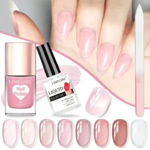 Nail Gel Polish Set Limegirl Professional Nude Pink Long Lasting UV LED Soak Off Varnish