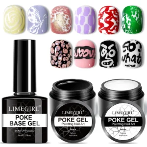 Poke Gel Nail Polish for DIY Art LIMEGIRL Black & White Shrinking Gel for Lace and Letter Patterns
