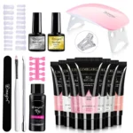 Poly Extension Gel Kit Limegirl Nail Art Set with UV LED Lamp for Beginners