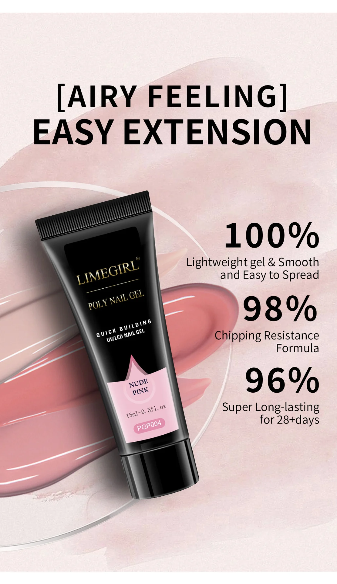 Poly Nail Gel Kit 3 Colors Nail Extension Set UV LED Builder Gel with Slip Solution Professional Manicure Tools 4 limegirl poly nail gel kit extension set spu998881548727 desc 4