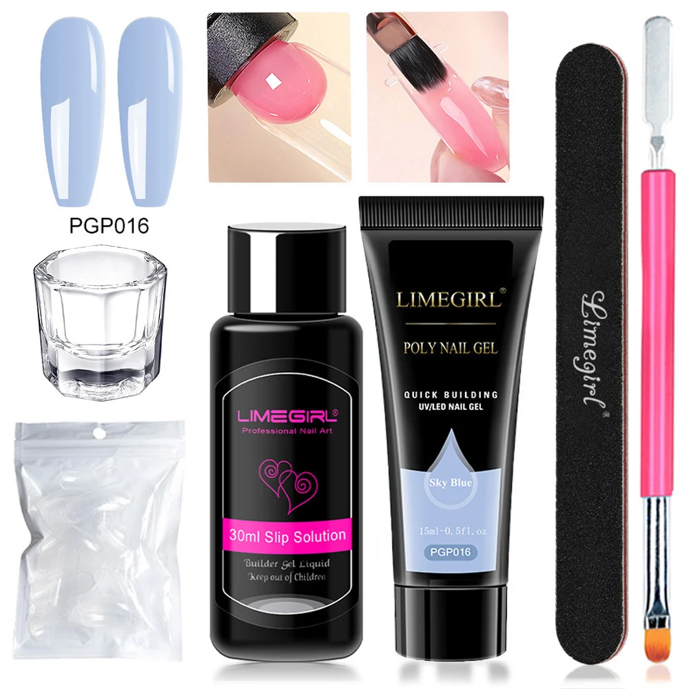 Poly Nail Gel Kit Limegirl Extension Gel for Professional Nail Art - Quick Building UV/LED Solid Colors with Slip Solution and Tools 8 limegirl poly nail gel kit extension spu999590100380 desc 8