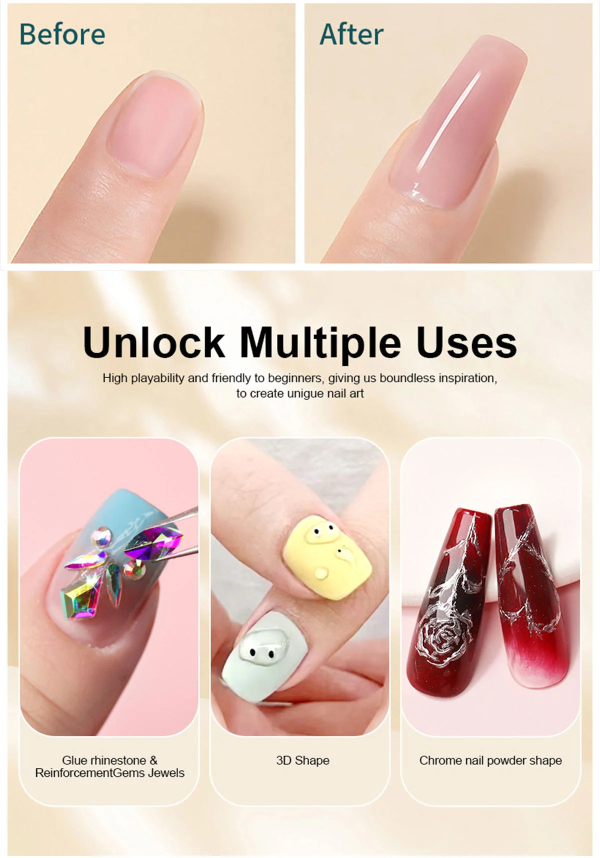 Poly Nail Gel Kit with UV Lamp - Limegirl 3-Color Temperature Changing Extension Gel Set, All-in-One Manicure Tools, Slip Solution & Dual Forms for Beginners 6 limegirl poly nail gel kit temperature changing set spu1014936372510 desc 6