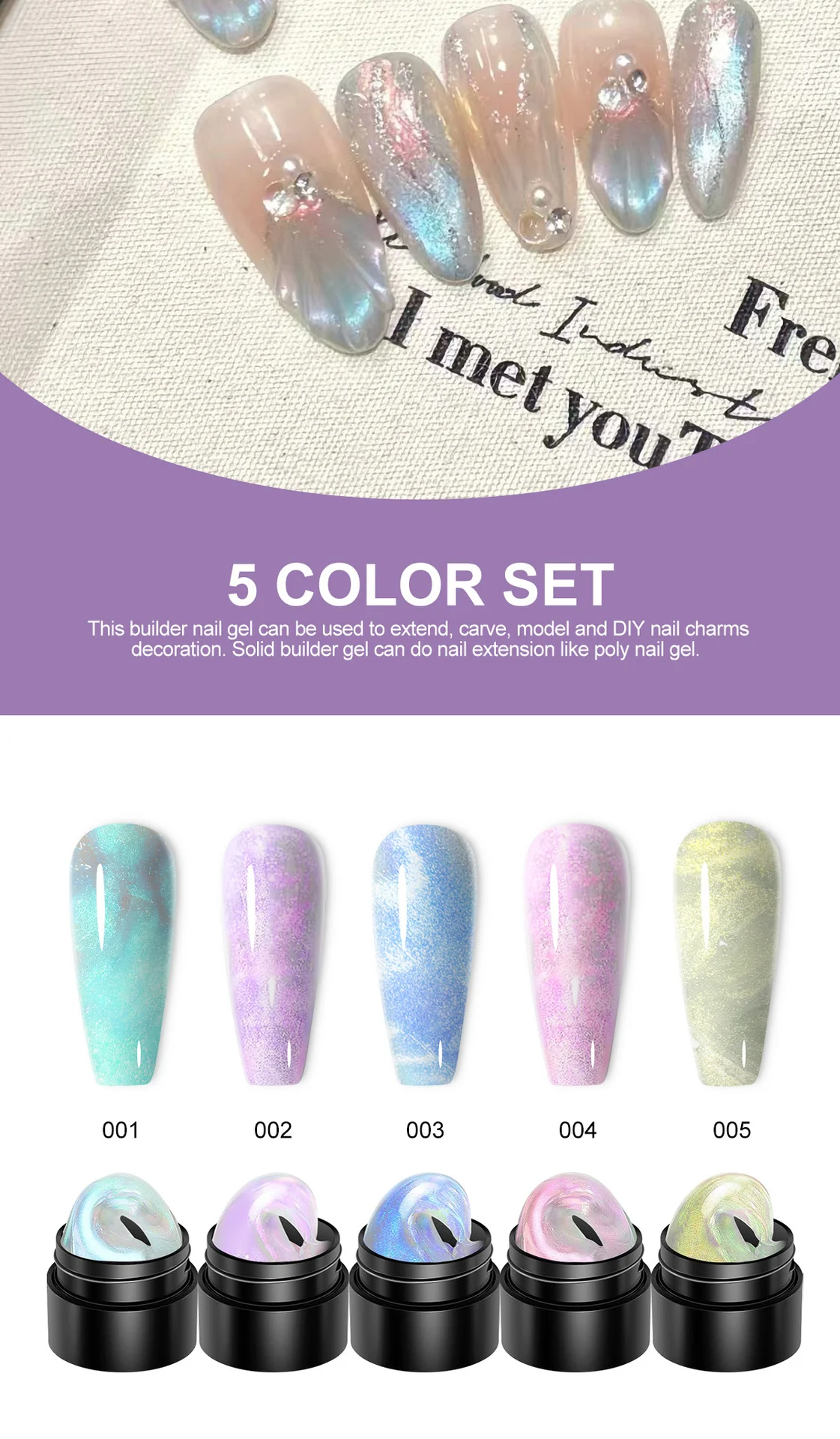 LIMEGIRL Solid Builder Gel Non-Stick Hand Extension Kit for 3D Carving & Molding (5g) 3 limegirl solid builder gel 3d carving nail extension spu898089898077 desc 3