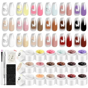 Limegirl Solid Cream Gel Polish Palette 9-Color Gradient Ombre Nail Art Kit High Pigmentation Mud Gel with Sponge Pen