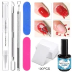 Magic Gel Polish Remover 15ml - Professional Burst Effect Soak-Off Gel Nail Kit with Cuticle Oil, Base & Top Coat