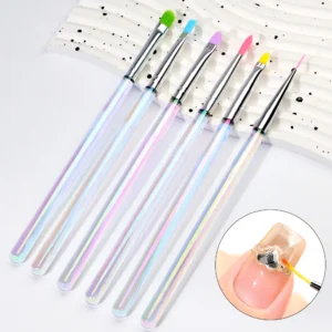 Nail Art Brush Set for UV Gel Painting and Smudging, Professional Aurora Handle Manicure Tools by Limegirl
