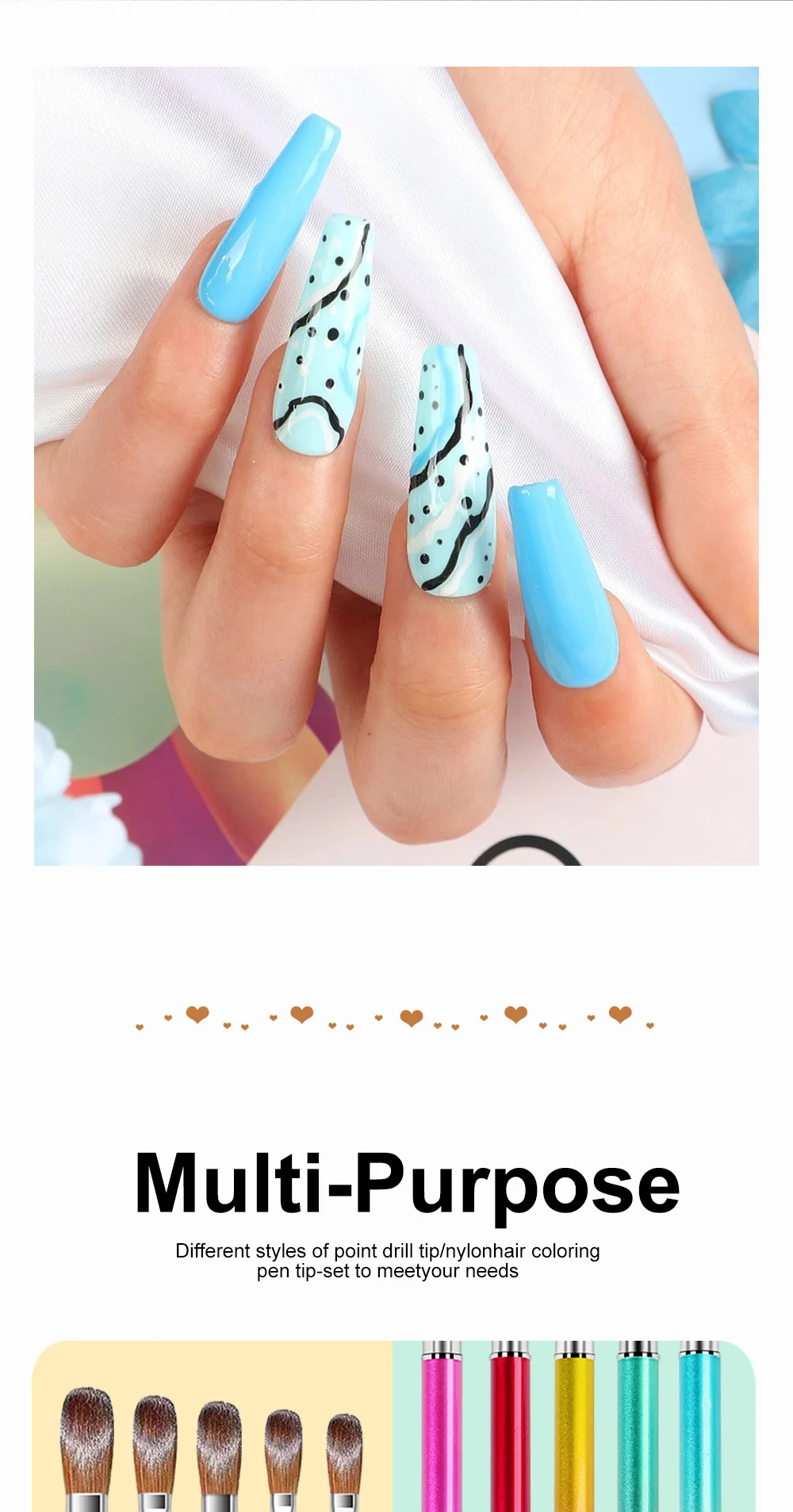 Nail Art Brush Set 5Pcs Dual-Ended Liner & Dotting Tools for Acrylic Painting and Detailing 2 nail art brush set dual ended 5pcs spu827555817651 desc 2