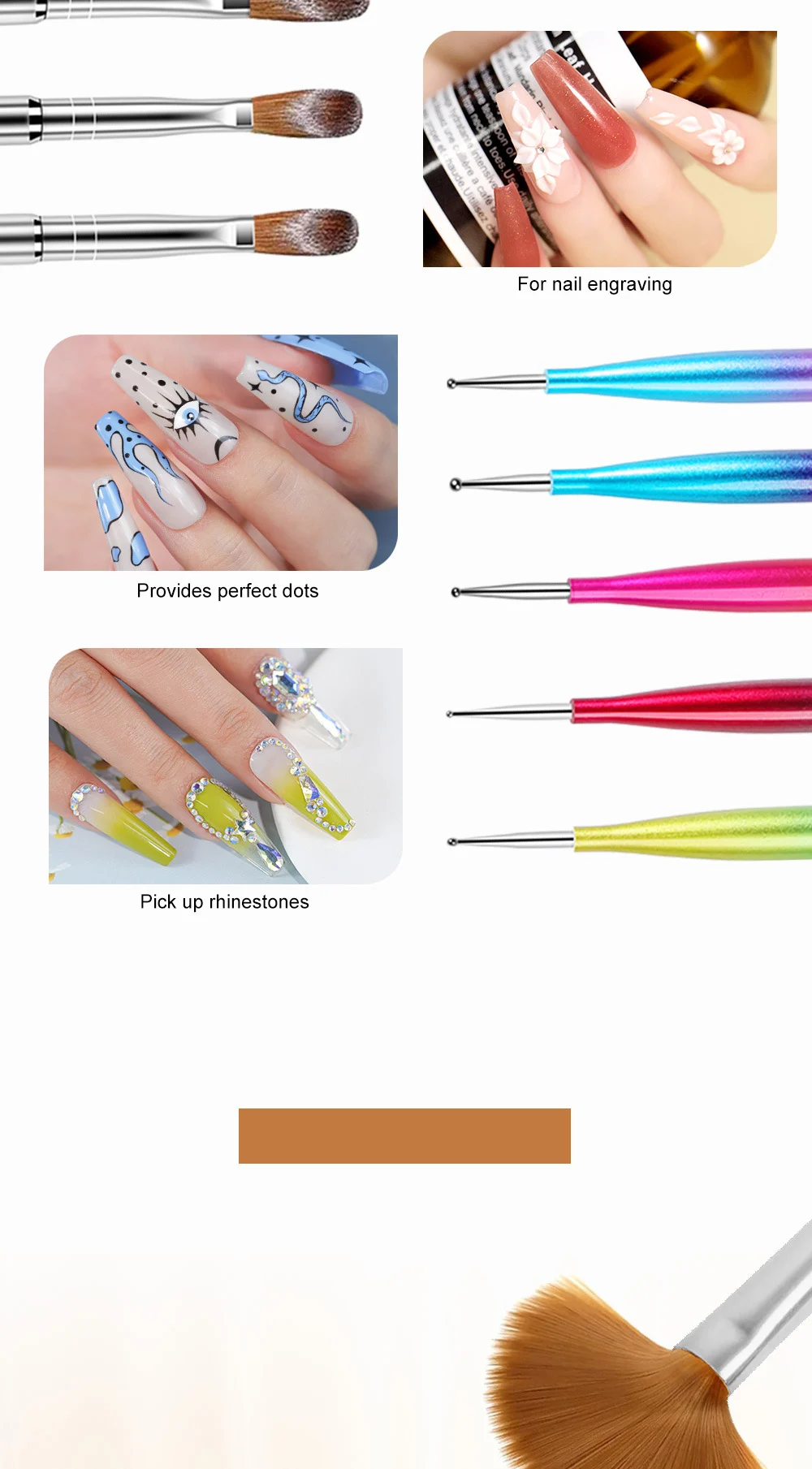 Nail Art Brush Set 5Pcs Dual-Ended Liner & Dotting Tools for Acrylic Painting and Detailing 4 nail art brush set dual ended 5pcs spu827555817651 desc 4