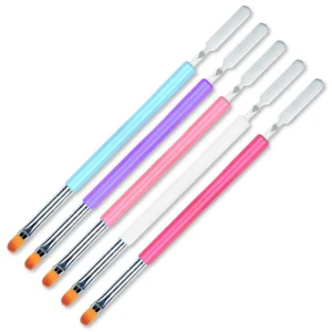 Nail Art Brush Set 5Pcs Professional Extension Gel Phototherapy Brushes for Manicure Embossing Double-Ended Round Head Tools