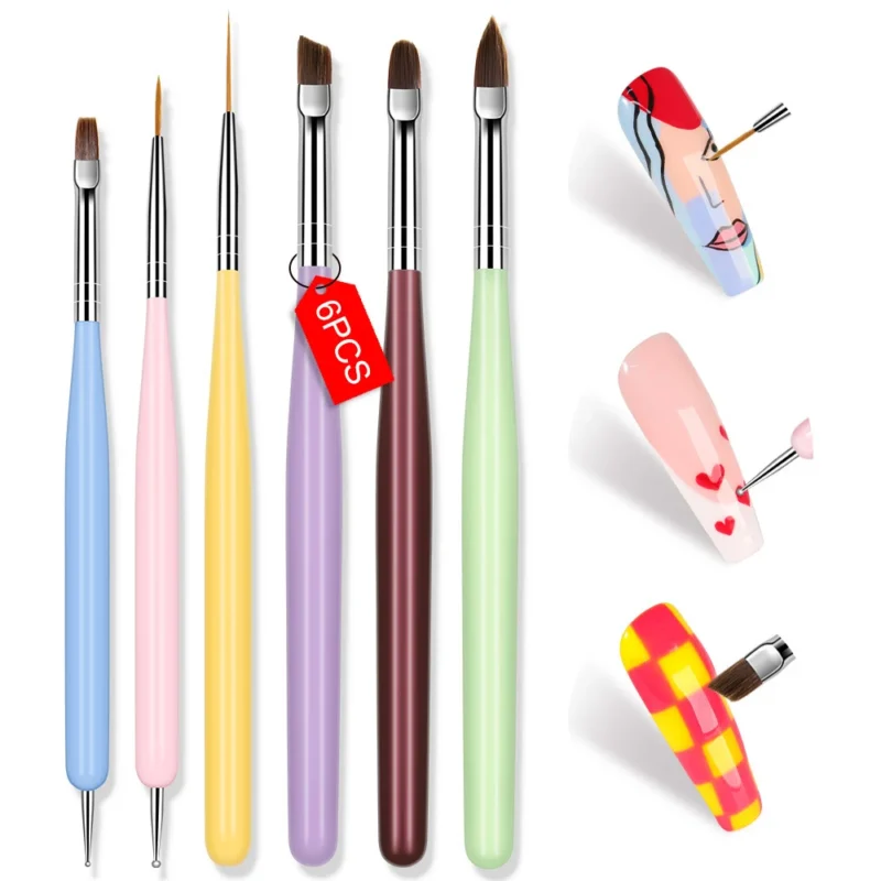 Nail Art Brushes Set 6pcs Liner Gel Spu826365843408 2