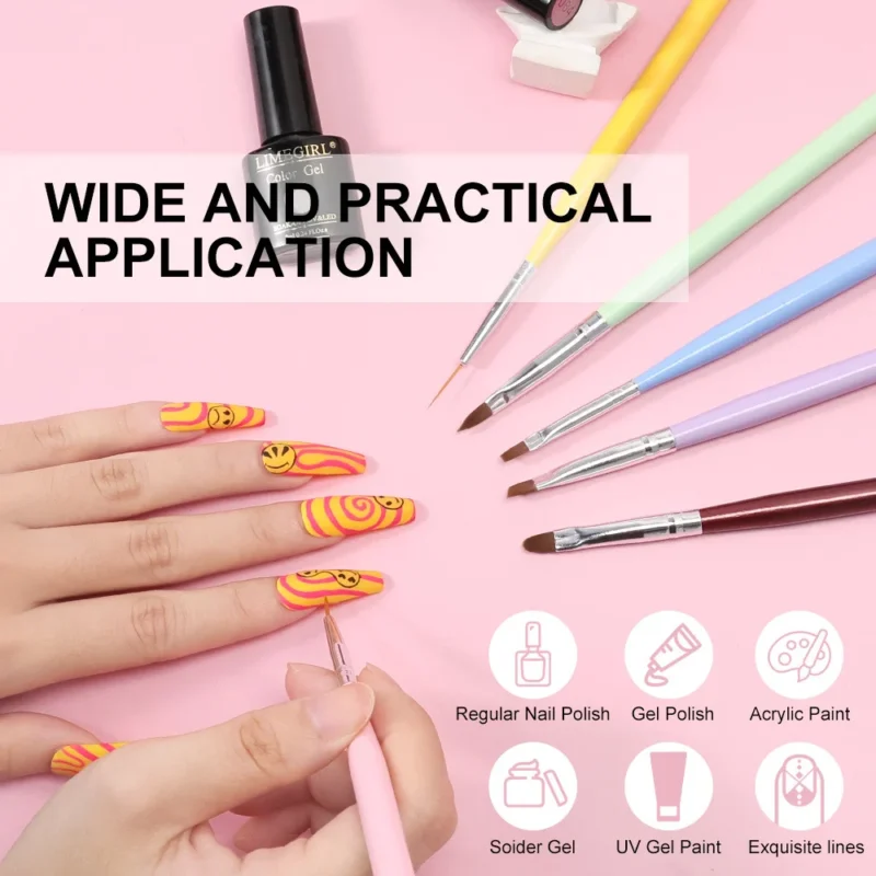 Nail Art Brushes Set 6pcs Liner Gel Spu826365843408 3