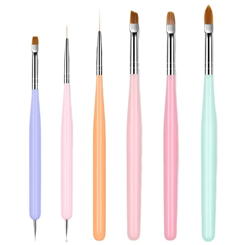 Nail Art Brushes Set 6pcs Liner Gel Spu826365843408 6