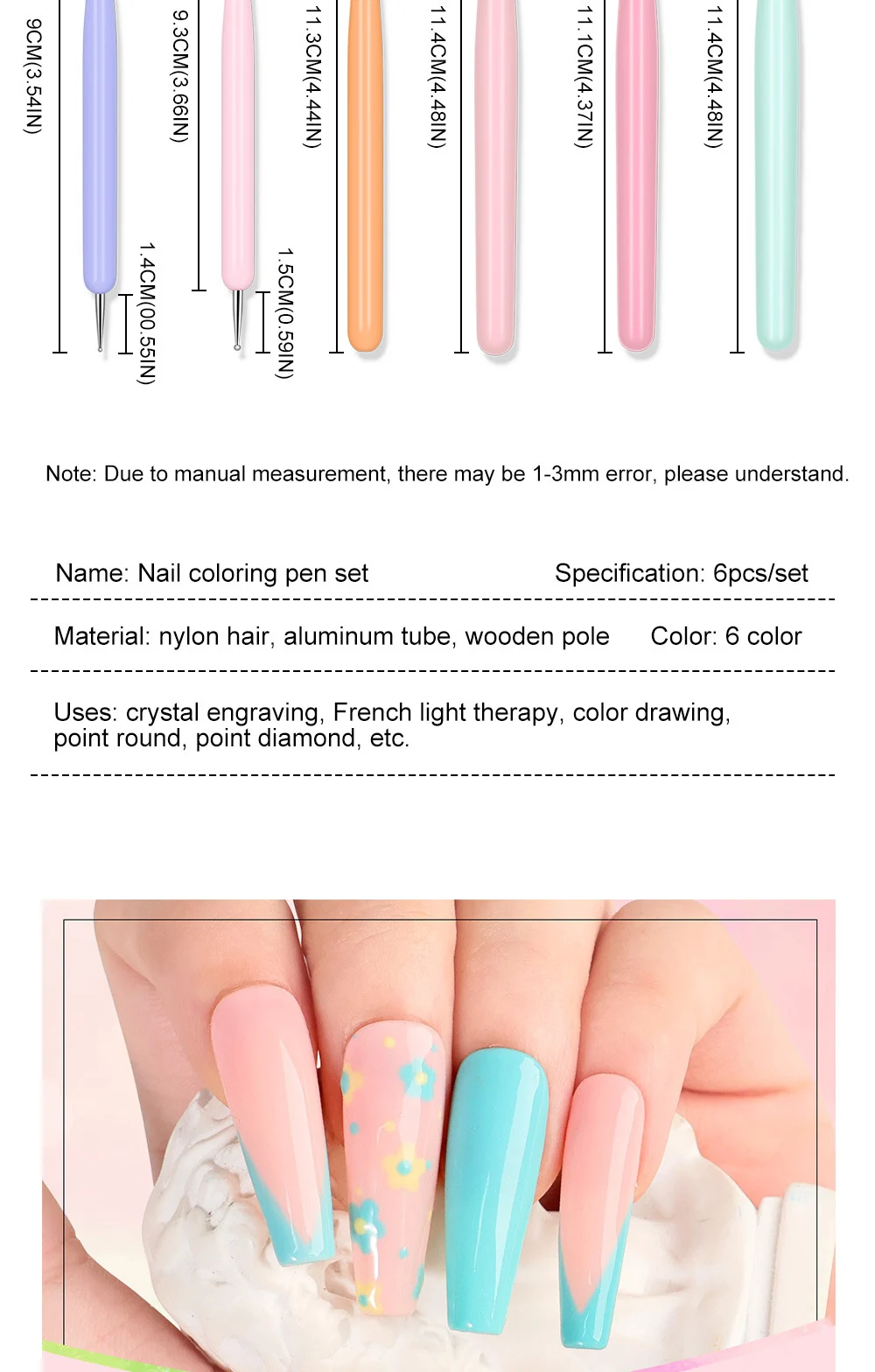 nail art brushes set 6pcs liner gel spu826365843408 desc 6