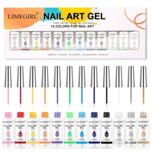 Nail Art Gel Liner Set Limegirl 12 Colors High Saturation Painting Spider Gel for DIY Manicure Designs