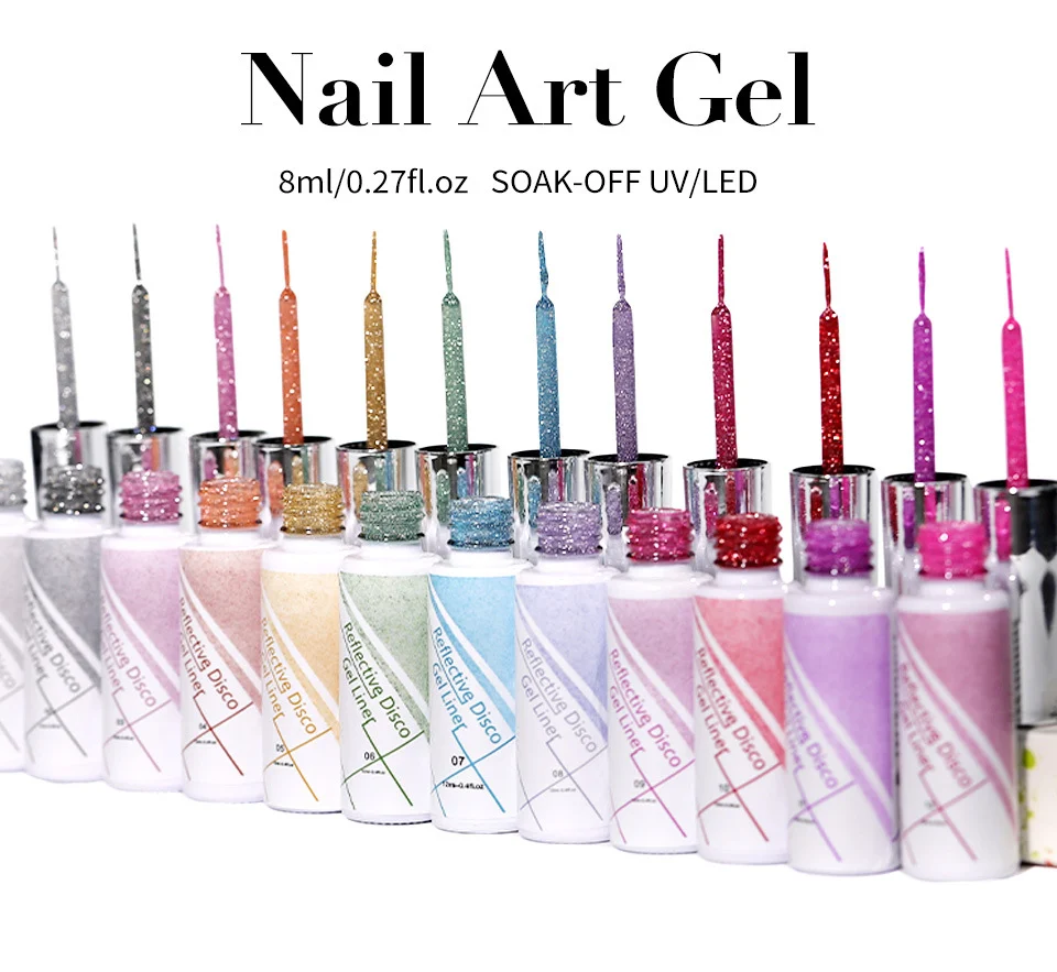 Nail Art Gel Liner Set Limegirl 12 Colors High Saturation Painting Spider Gel for DIY Manicure Designs 12 nail art gel liner set limegirl spu1011151379192 desc 12