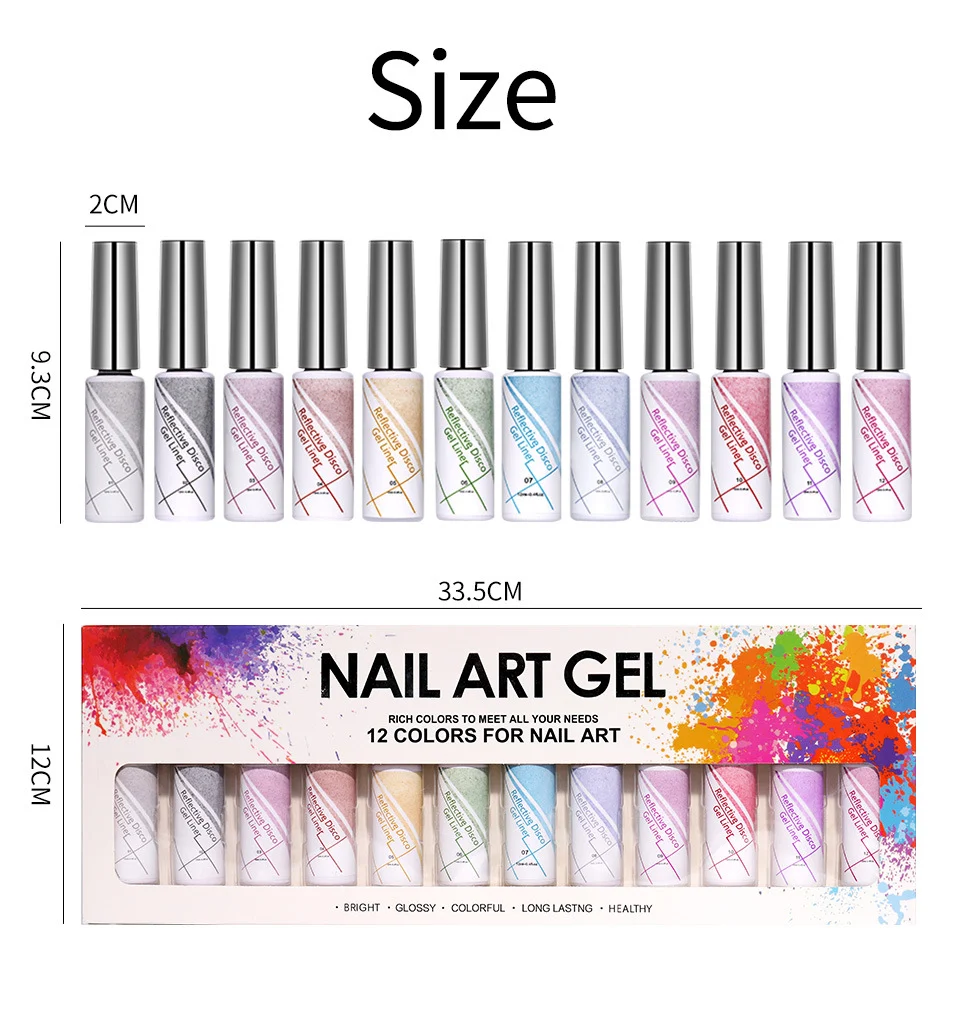 Nail Art Gel Liner Set Limegirl 12 Colors High Saturation Painting Spider Gel for DIY Manicure Designs 16 nail art gel liner set limegirl spu1011151379192 desc 16