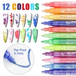 Nail Art Graffiti Pens 12 Colors 0.7mm Extra Fine Tip Acrylic Paint Markers for DIY Manicure Design