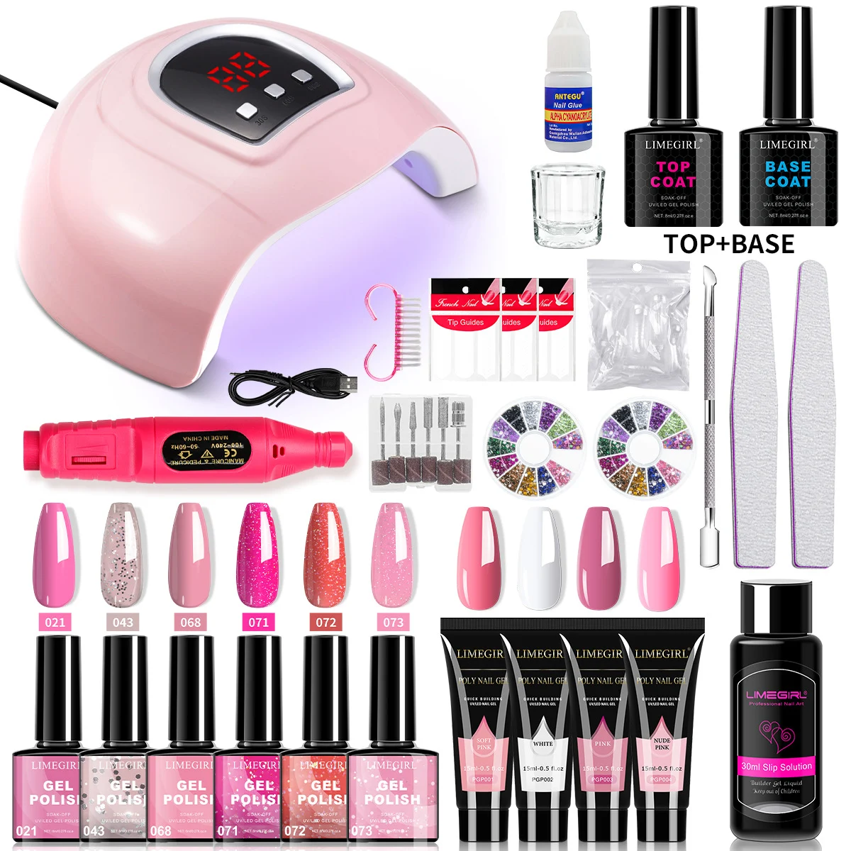 Nail Art Kit with UV LED Lamp and 6+4 Gel Polish Extension Set - Professional Manicure Starter Kit with Electric Nail Drill and Tools 1 nail art kit uv lamp gel polish set spu1010389256901 desc 1
