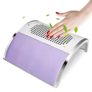 Nail Dust Collector 80W High Power Vacuum Machine with 2 Fans & Leather Hand Rest for Manicure Salon