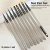 9pcs Ice Crystal Gray-White Nail Brushes