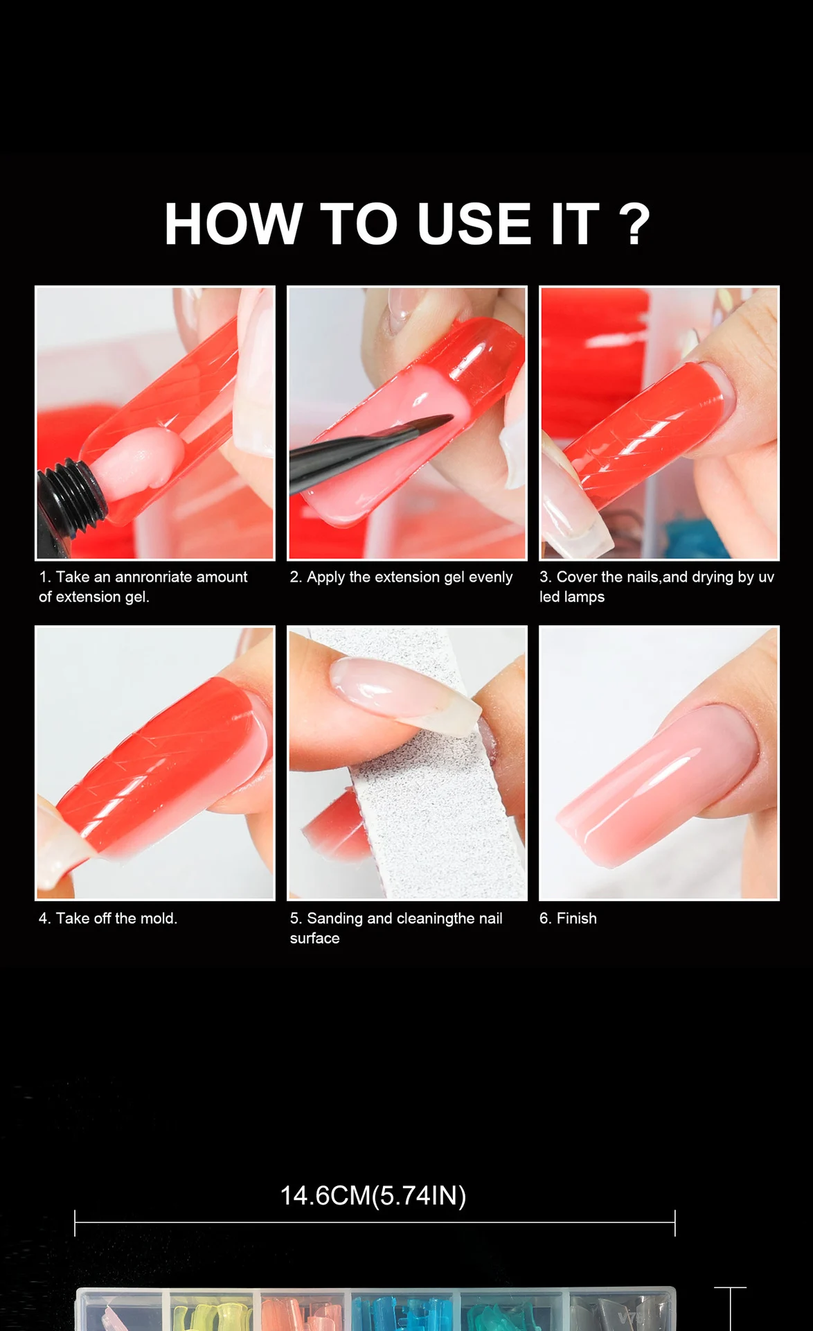 Nail Extension Forms Set 144pcs Reusable Dual Molds with Press-on Nail Remover and Glue Kit 4 nail extension forms molds set spu1001278470249 desc 4