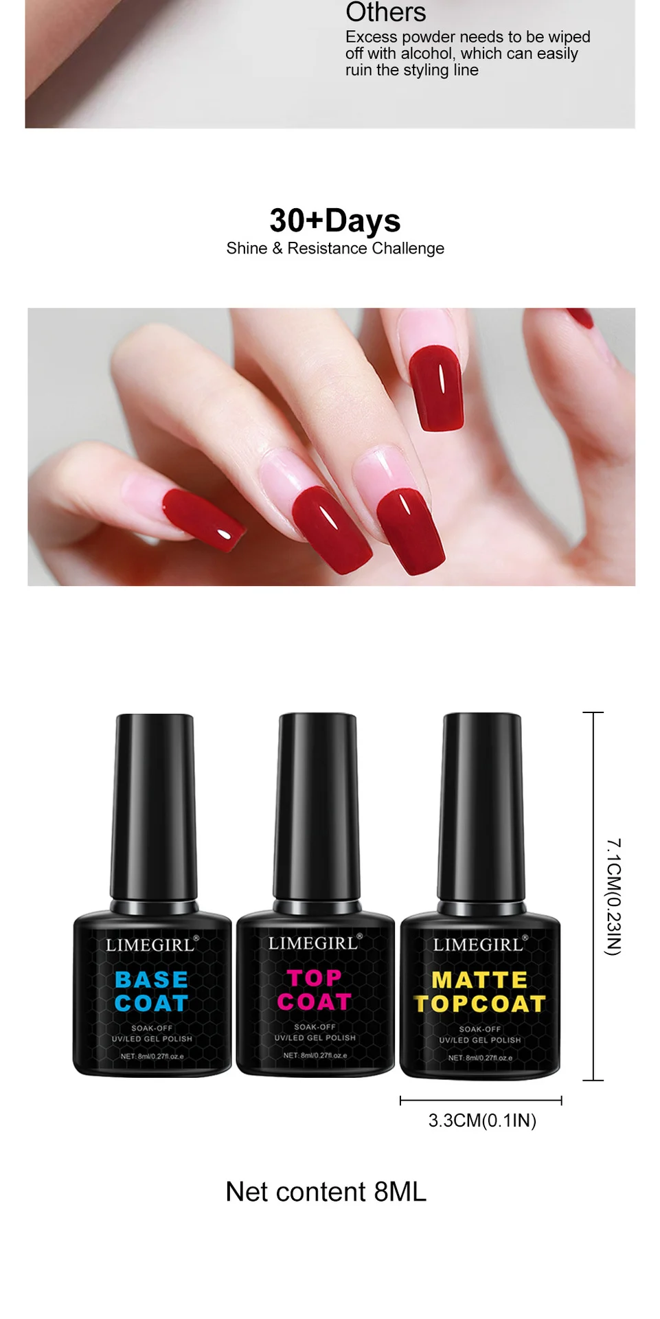 Nail Functional Gel Base and Top Coat Set Limegirl Long Lasting Soak Off UV LED Gel 8ml 9 nail functional gel base top coat spu831073745490 desc 9