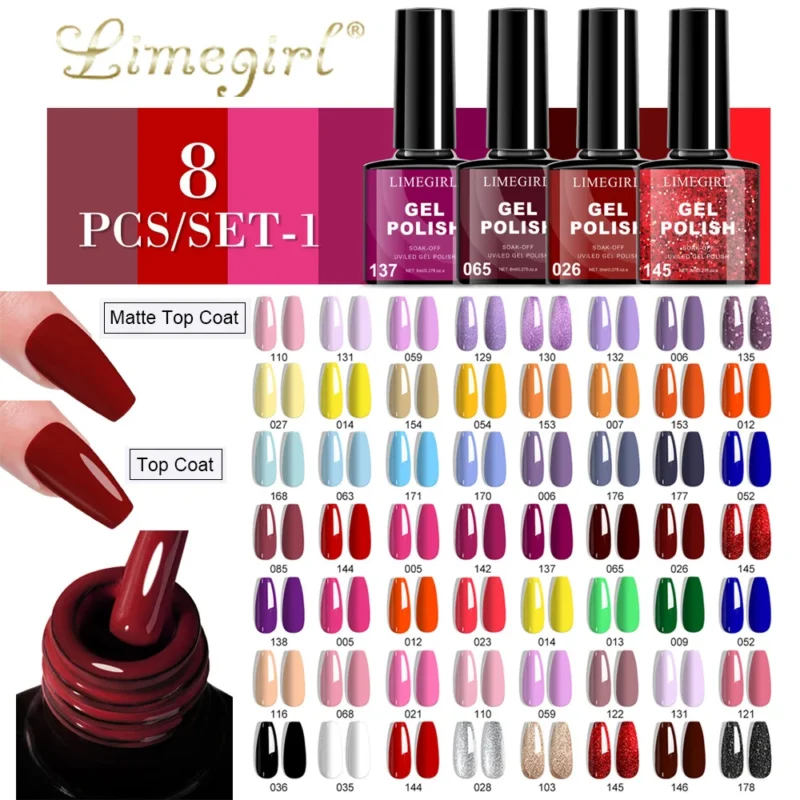 Nail Gel Polish Set Limegirl 8 Colors Spu1000299344949 2