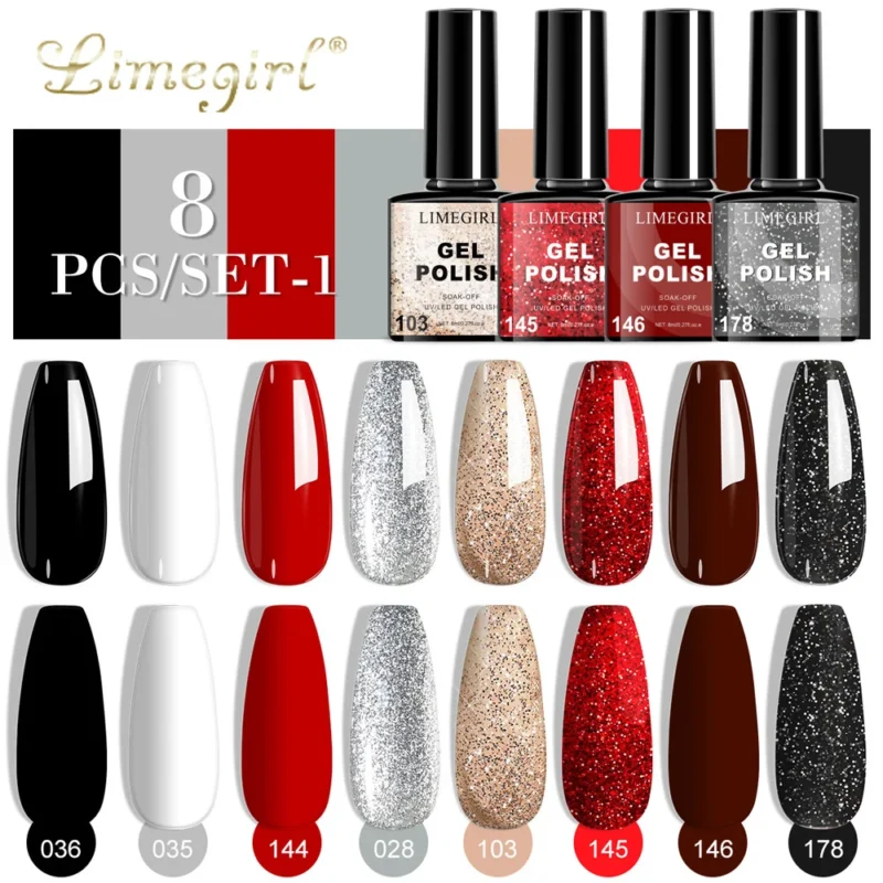 Nail Gel Polish Set Limegirl 8 Colors Spu1000299344949 3