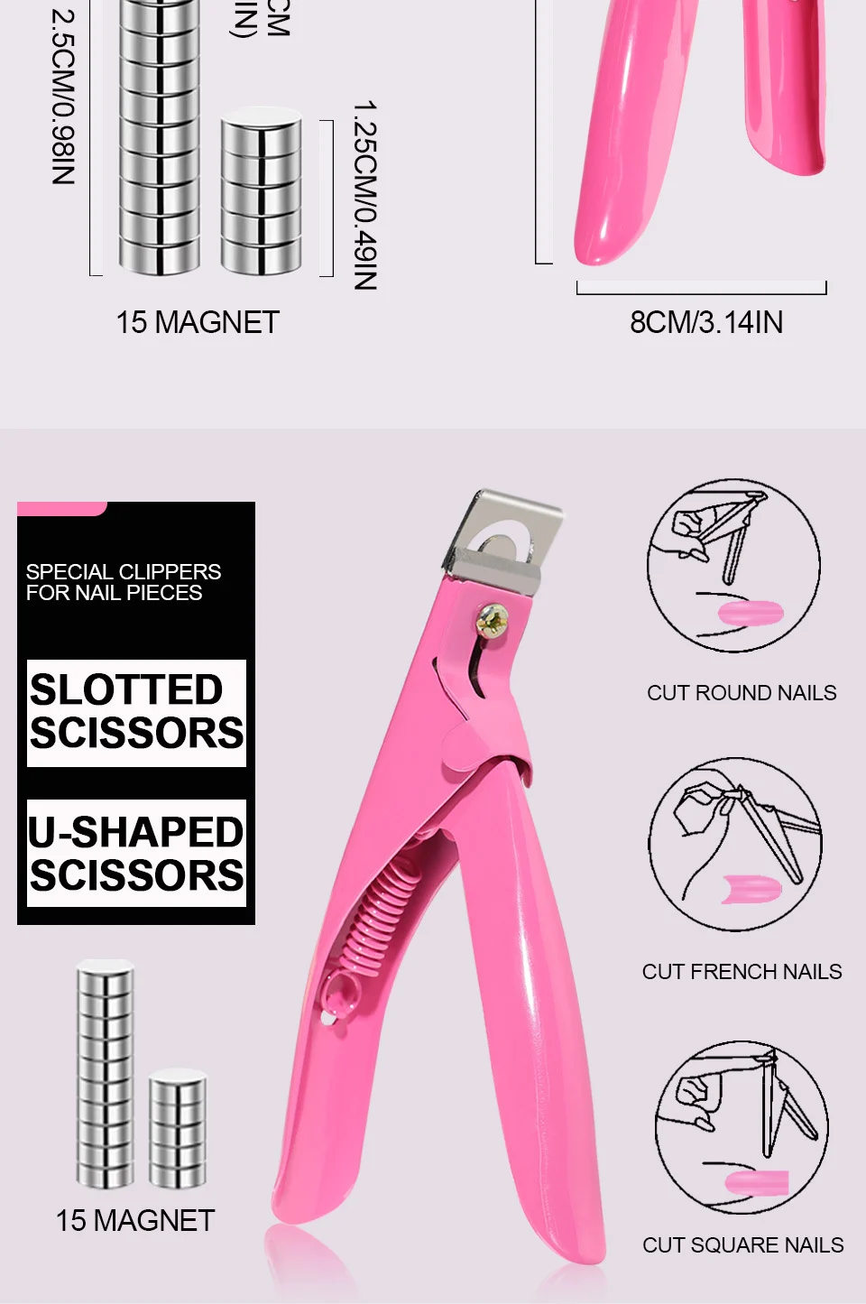 Nail Tip Cutter U-Shaped Professional Acrylic Nail Trimmer for False Extension Styling 6 nail tip cutter u shaped trimmer spu842672340553 desc 6