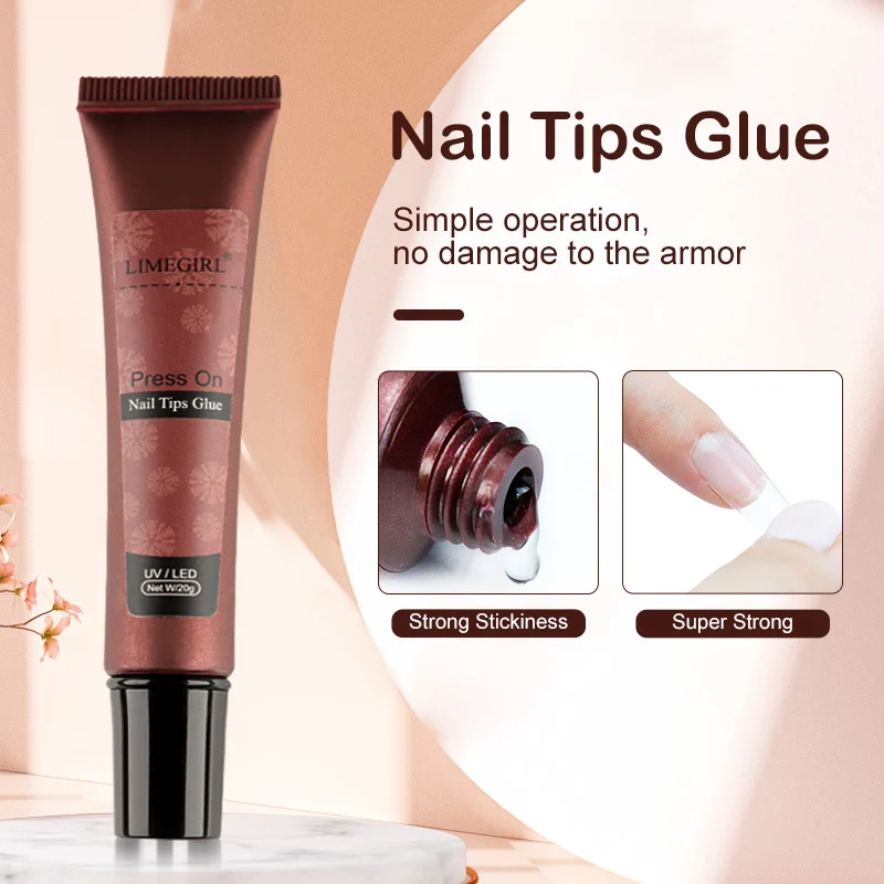 Nail Tips Glue UV LED Solid Gel Adhesive for Press On Nails and Rhinestones 20g