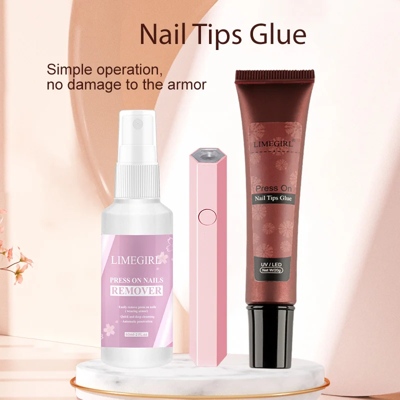 Nail Tips Glue Solid Gel Adhesive for Press on Nails, UV/LED Cured Tube Gel for Rhinestones and Extensions
