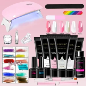 Poly Extension Gel Kit with UV/LED Mouse Lamp Professional 3/6 Colors Nail Starter Set for DIY Manicure