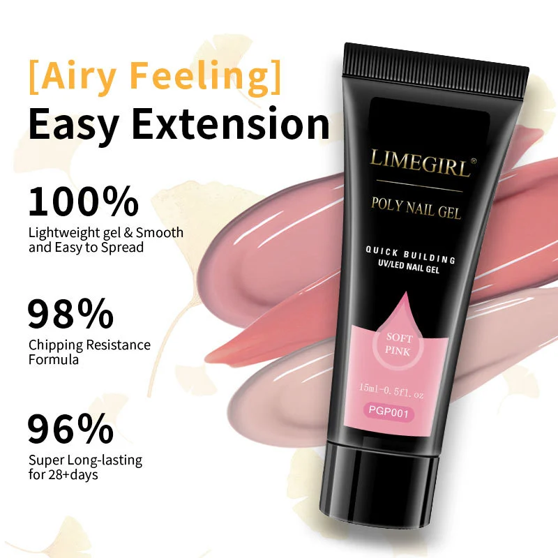 Poly Extension Gel Kit Limegirl Professional Nail Art Set with Slip Solution and Dual-Ended Brush 22 poly extension gel kit nail art set spu998442198070 desc 22