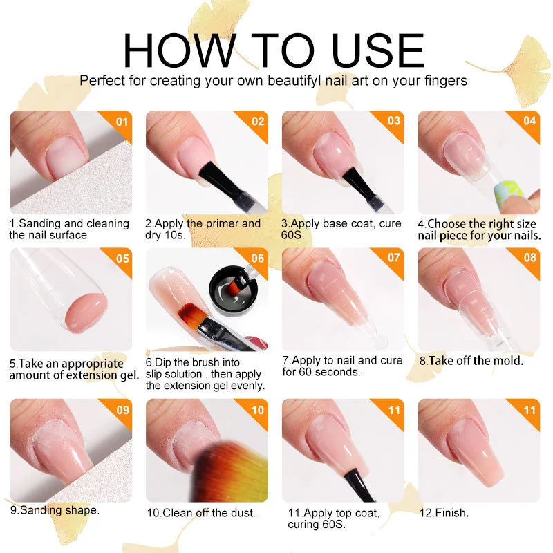 Poly Extension Gel Kit Limegirl Professional Nail Art Set with Slip Solution and Dual-Ended Brush 24 poly extension gel kit nail art set spu998442198070 desc 24