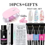 Poly Extension Gel Nail Kit Limegirl Professional Starter Set with SUNmini UV LED Lamp and 100pcs Nail Tips