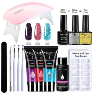 Poly Extension Nail Gel Kit - 6 Colors Professional Crystal Extension Gel Set with Manicure Tools