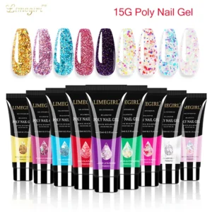 Poly Nail Gel Extension Kit 15g - Diamond Glitter & Cat Eye Crystal Gel for Quick Building