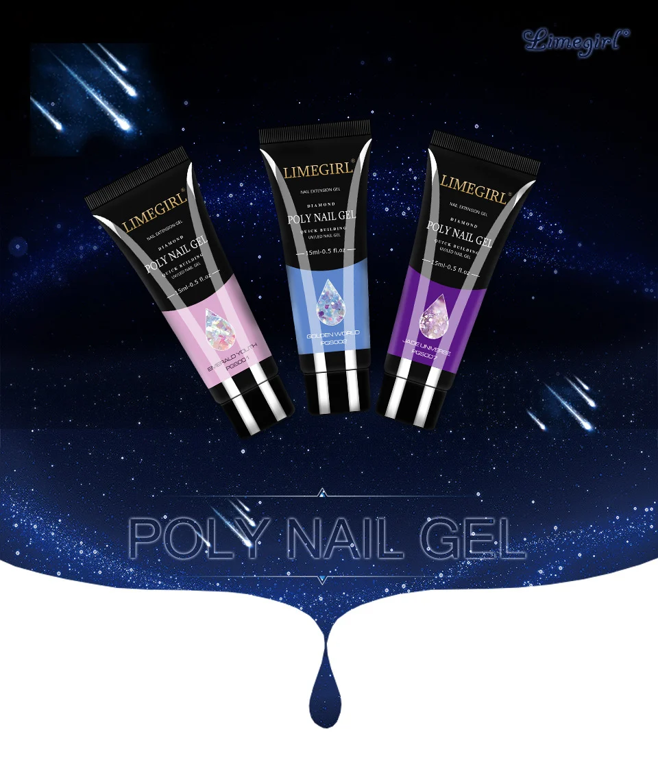 Poly Nail Gel Extension Kit 15g - Diamond Glitter & Cat Eye Crystal Gel for Quick Building 1 poly nail gel extension kit diamond glitter spu646022852929 desc 1