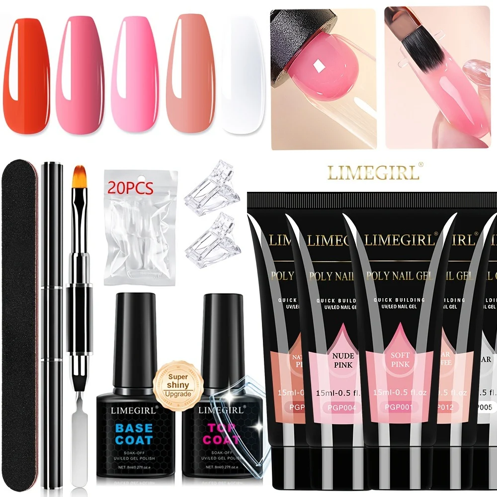 Poly Nail Gel Kit Limegirl Extension Gel Set with UV LED Lamp and Professional Manicure Tools 2 poly nail gel extension kit spu1002747802016 desc 2