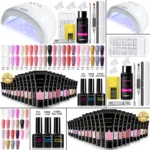 Poly Nail Gel Kit with 48W UV LED Lamp - 22 Colors Professional Nail Extension Set with Base & Top Coat