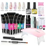 Poly Nail Gel Kit Limegirl Professional Nail Extension Set with UV LED Lamp and Manicure Tools