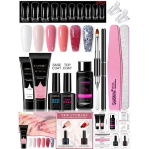 Poly Nail Gel Kit Limegirl 11pcs Professional Nail Extension Set with UV/LED Builder Gel, Slip Solution, and Manicure Tools