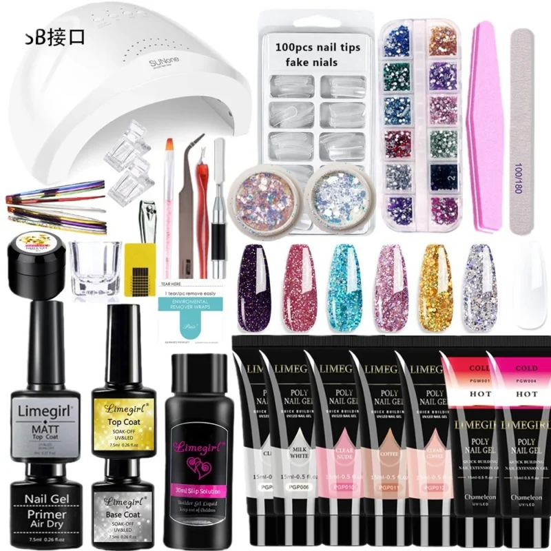 Poly Nail Gel Kit Uv Led Lamp Limegirl Spu677665011381 6