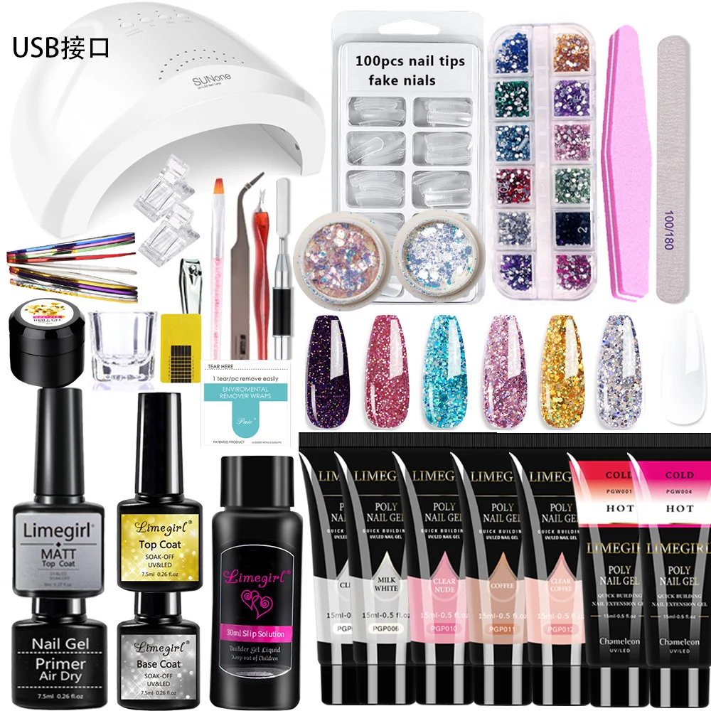 poly nail gel kit uv led lamp limegirl spu677665011381 desc 1