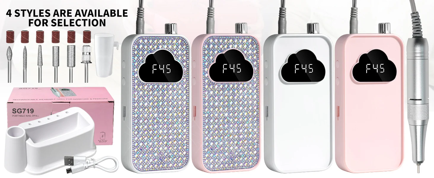 Portable Electric Nail Drill Set 45000RPM Professional Rechargeable Nail Polisher Kit for Acrylic and Gel Nails 14 portable electric nail drill 45000rpm spu990340351889 desc 14