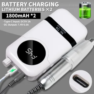 Portable Nail Drill Machine Professional 45000RPM Rechargeable Electric E-File for Acrylic Gel Nails and Manicure