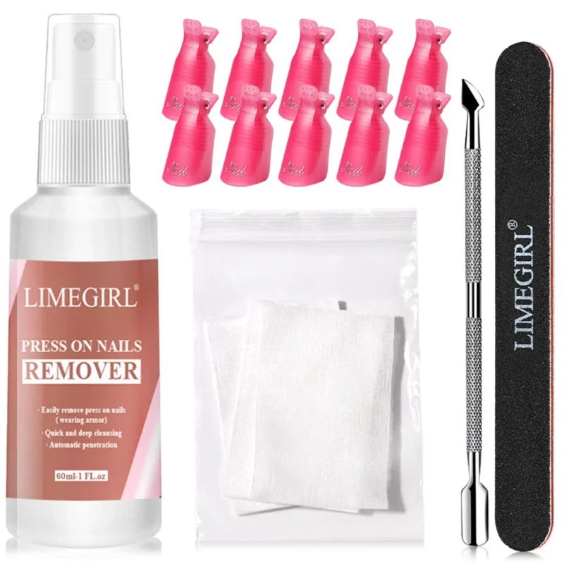 Press-On Nail Remover Spray Limegirl Professional Solid Gel Glue Debonder and Cleanser 60ml