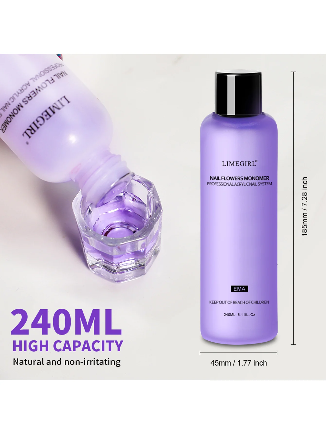 Acrylic Nail Kit Professional Extension Set with Monomer Liquid, Brush, and Glass Cup - Large Capacity System 3 professional acrylic nail kit monomer set spu824942912490 desc 3